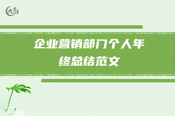 企业营销部门个人年终总结范文