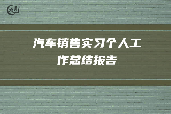 汽车销售实习个人工作总结报告