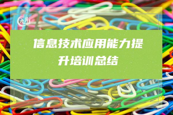 信息技术应用能力提升培训总结