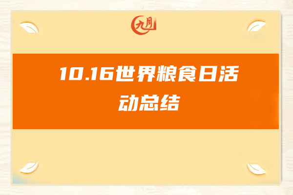 10.16世界粮食日活动总结