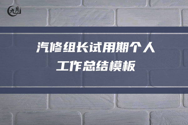 汽修组长试用期个人工作总结模板