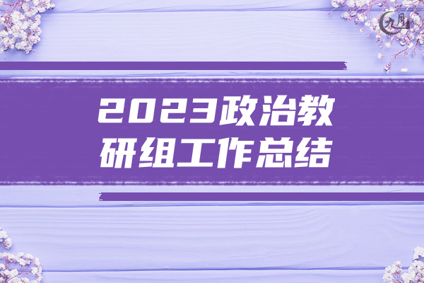 2023政治教研组工作总结