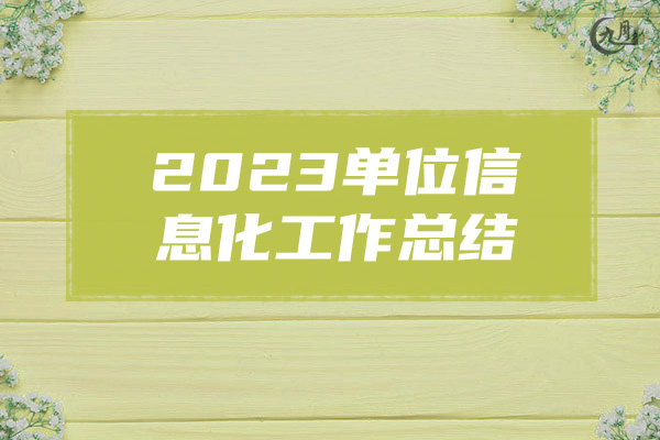 2023单位信息化工作总结