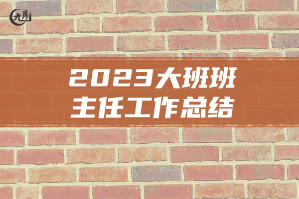 2023大班班主任工作总结