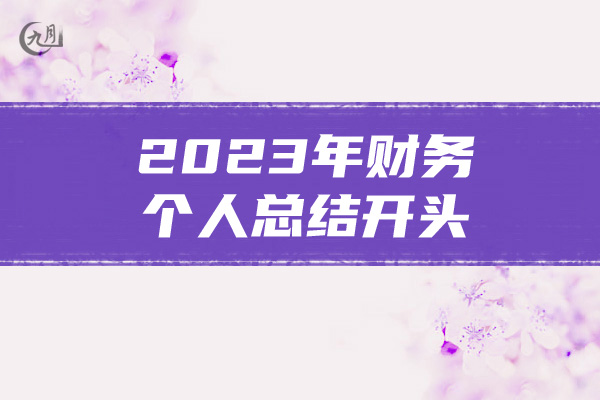 2023年财务个人总结开头