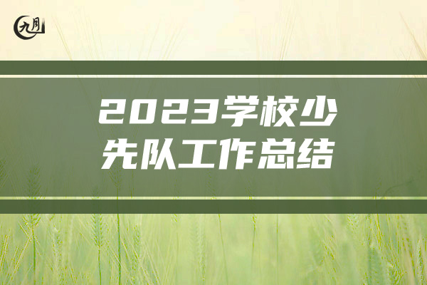 2023学校少先队工作总结