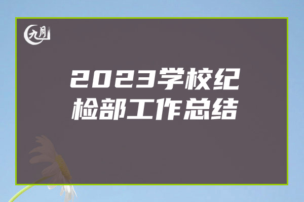 2023学校纪检部工作总结