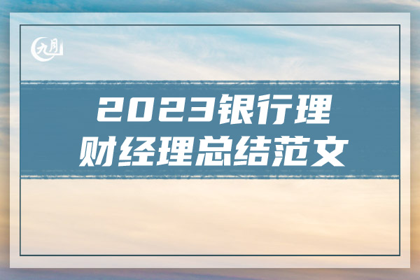 2023银行理财经理总结范文