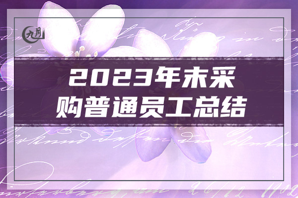 2023年末采购普通员工总结