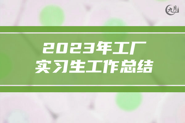 2023年工厂实习生工作总结