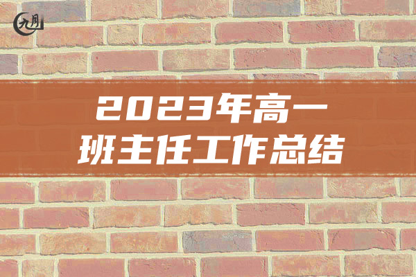 2023年高一班主任工作总结