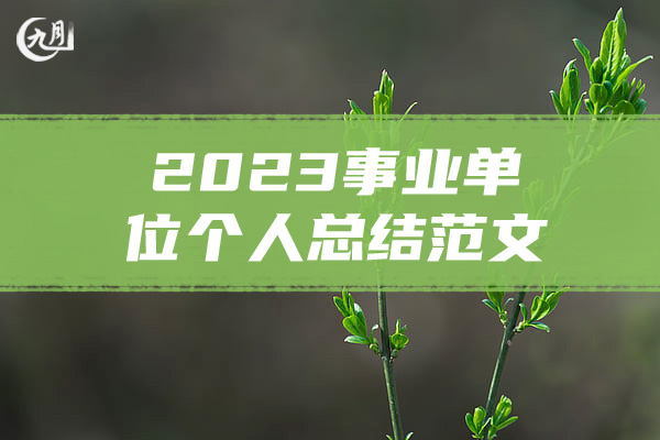 2023事业单位个人总结范文