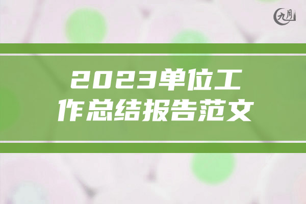 2023单位工作总结报告范文