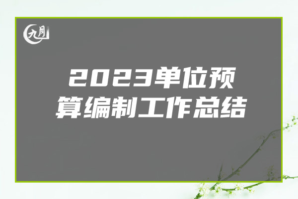 2023单位预算编制工作总结