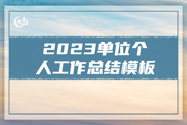 2023单位个人工作总结模板