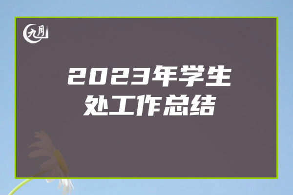 2023年学生处工作总结