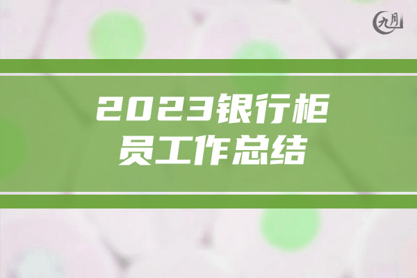 2023银行柜员工作总结