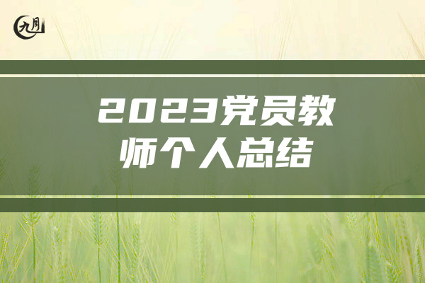 2023党员教师个人总结