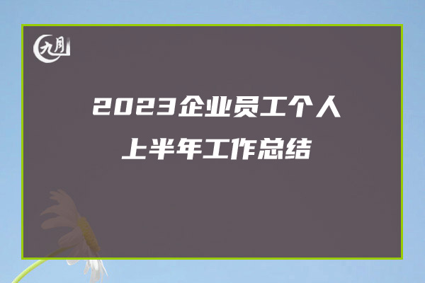 2023企业员工个人上半年工作总结