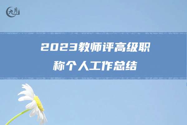 2023教师评高级职称个人工作总结