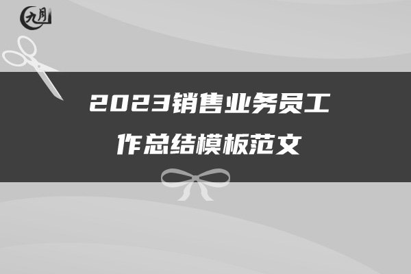 2023销售业务员工作总结模板范文