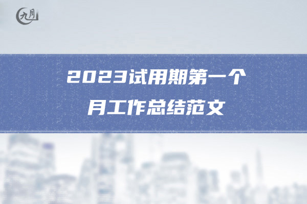 2023试用期第一个月工作总结范文