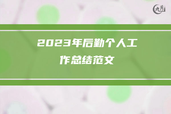 2023年后勤个人工作总结范文