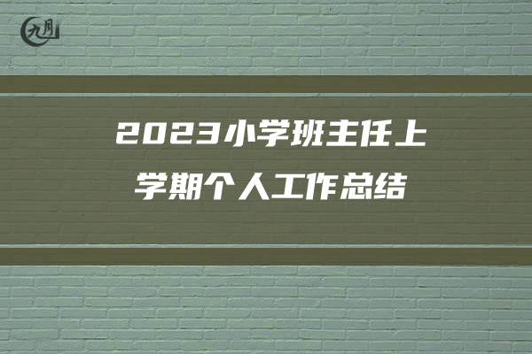 2023小学班主任上学期个人工作总结