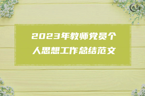 2023年教师党员个人思想工作总结范文