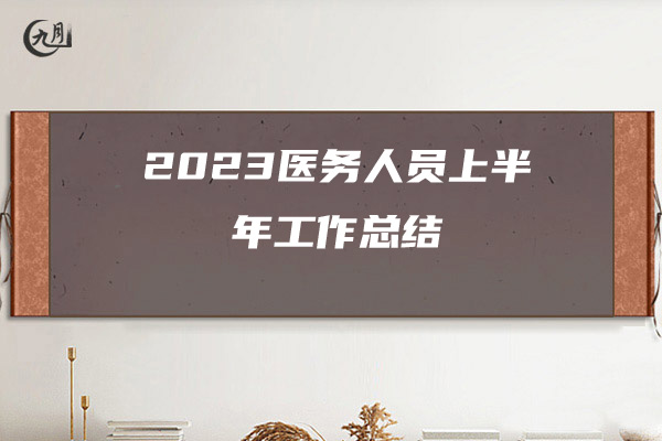 2023医务人员上半年工作总结