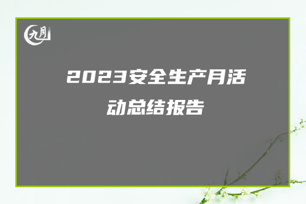 2023安全生产月活动总结报告