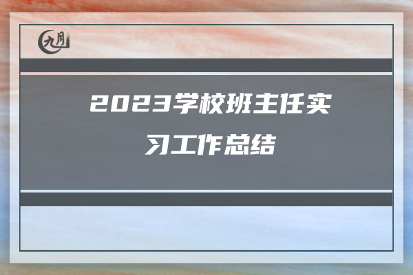 2023学校班主任实习工作总结