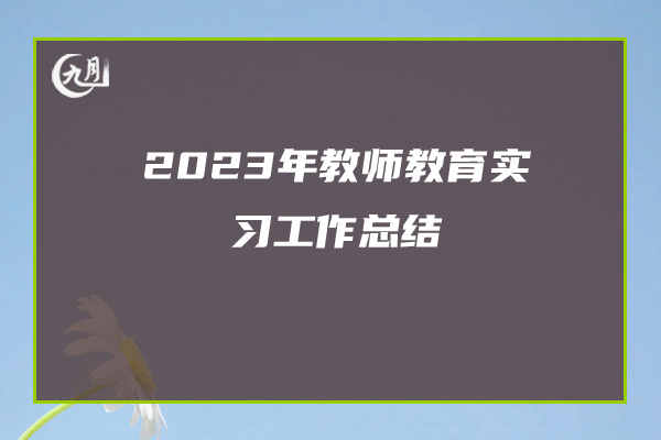 2023年教师教育实习工作总结