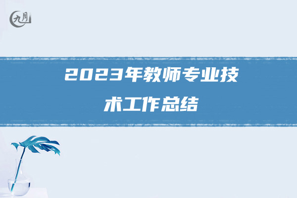 2023年教师专业技术工作总结