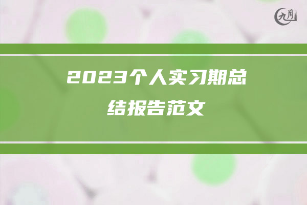 2023个人实习期总结报告范文