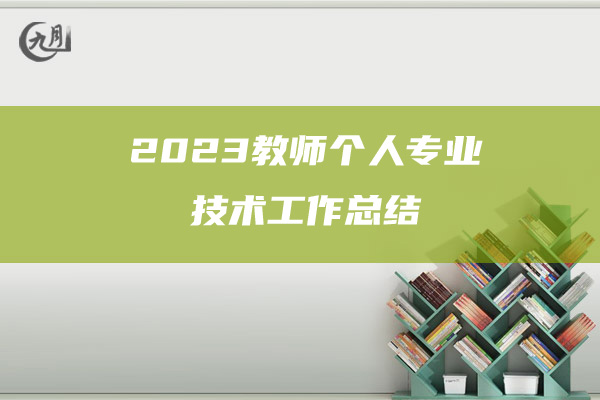 2023教师个人专业技术工作总结