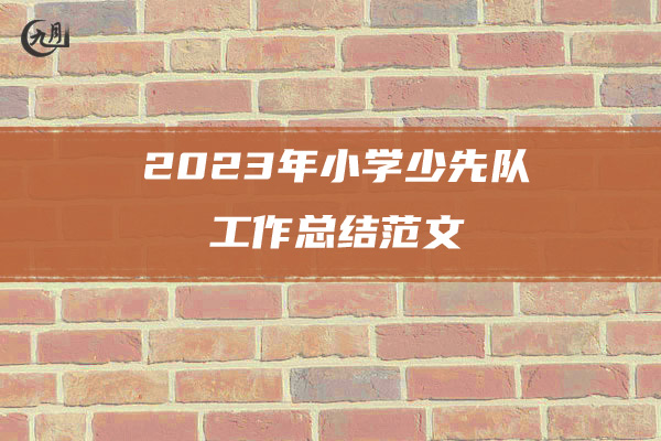 2023年小学少先队工作总结范文