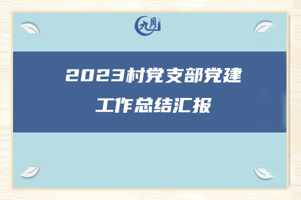 2023村党支部党建工作总结汇报