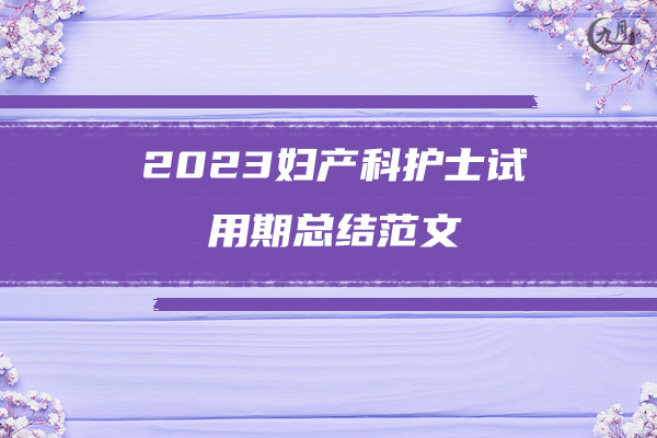 2023妇产科护士试用期总结范文