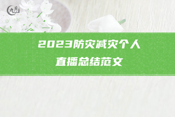 2023防灾减灾个人直播总结范文