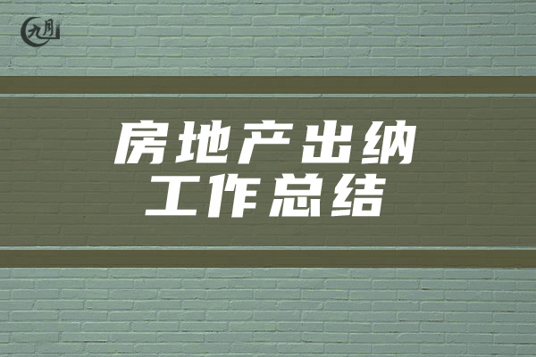 房地产出纳工作总结