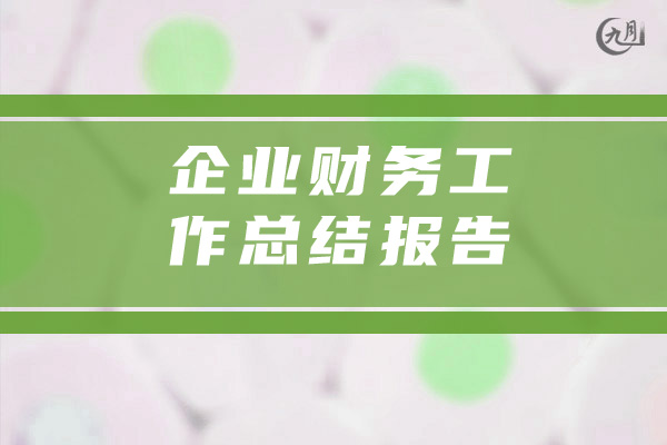 企业财务工作总结报告