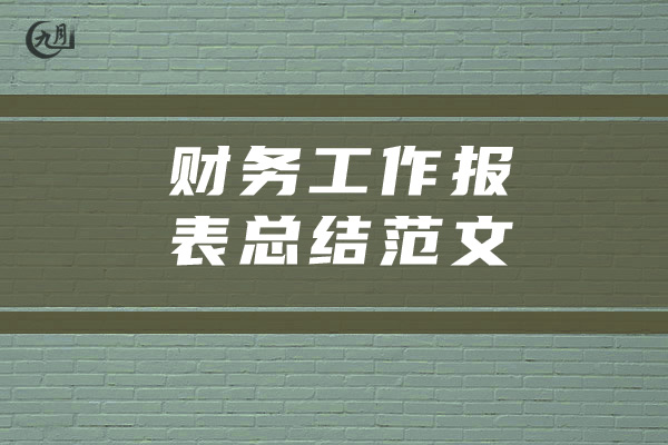 财务工作报表总结范文