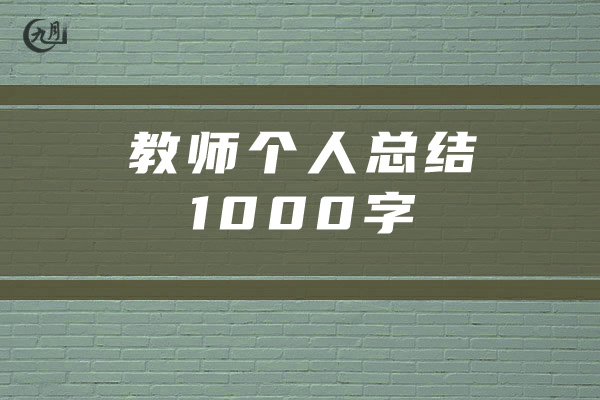 教师个人总结1000字