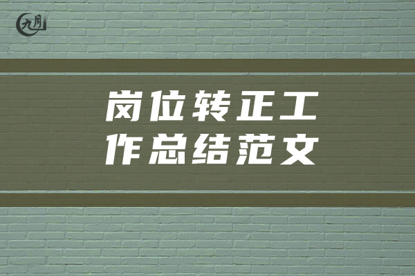 岗位转正工作总结范文